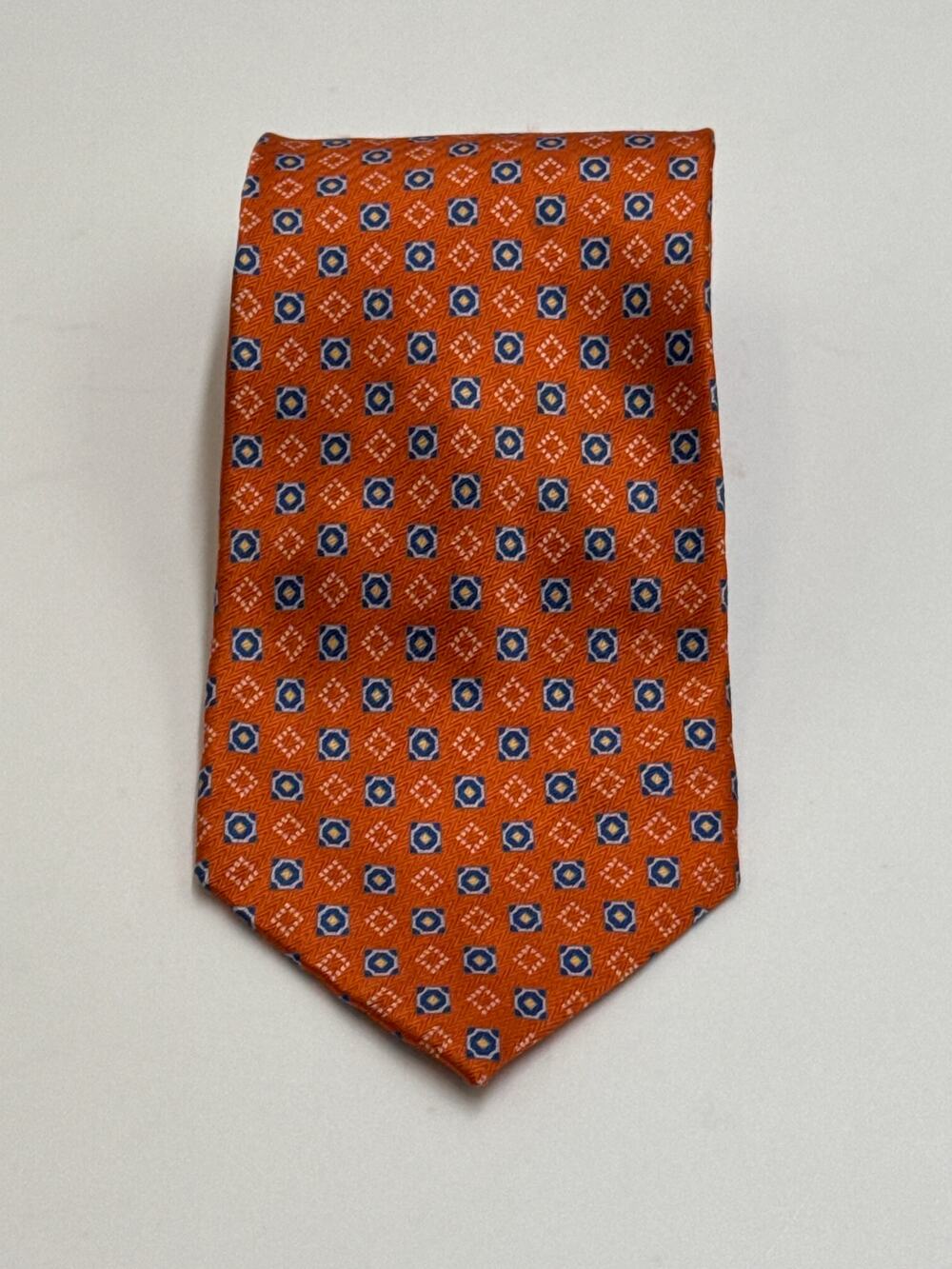 Jos A Bank Orange Geometric Silk Tie Made USA Classic Business Necktie 4"